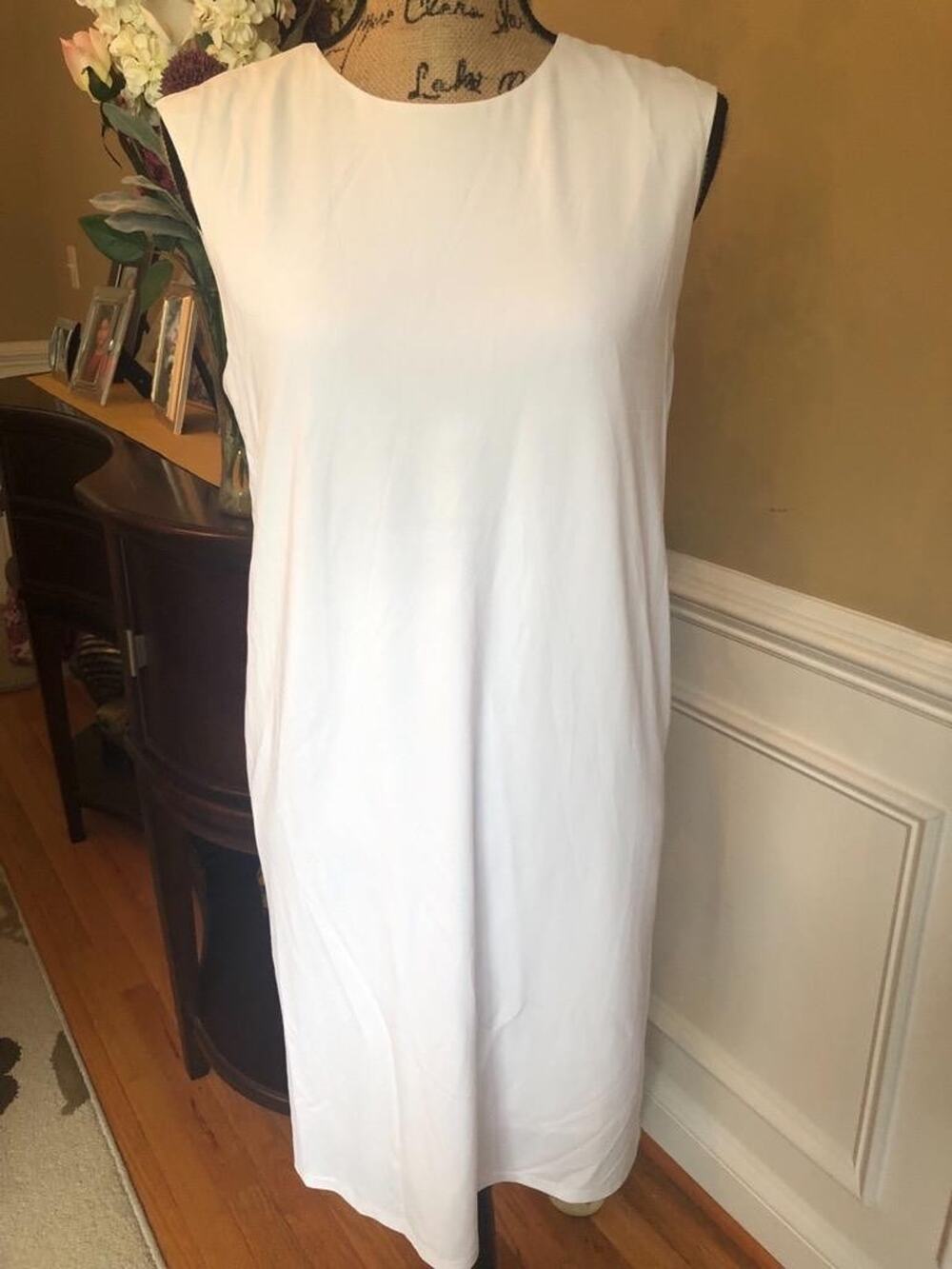 (Z) HELMUT LANG V NECK DOUBLE PLEAT FOLD DRESS SIZE S (100